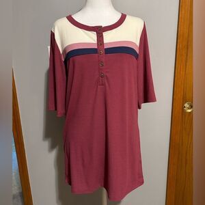 🆕 Torrid ribbed Henley short sleeve tshirt‎ size 1 (14-16) BIN I